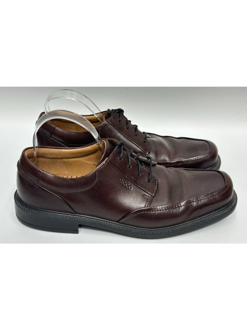Ecco Mens Derby Apron Toe Brown Leather Dress Shoes Size EU 43 US 9-9.5